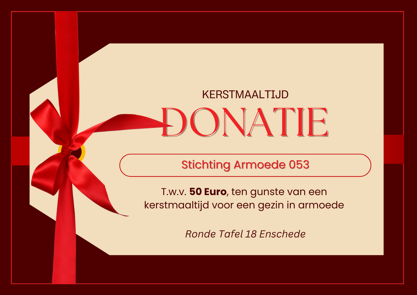 Donatie twee kerstmaaltijden